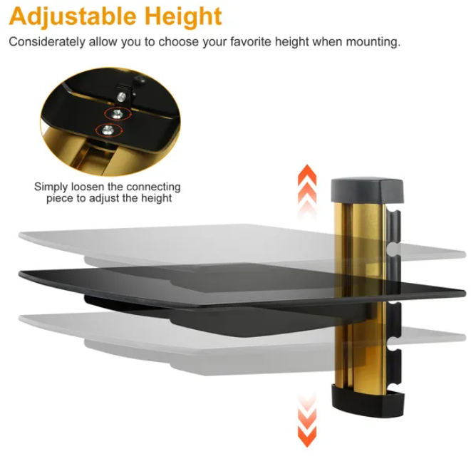 Tempered Glass Wall Shelf for Media Devices - image 3