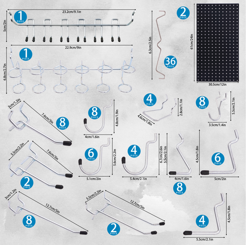 108-Piece Black Pegboard Wall Organizer Kit