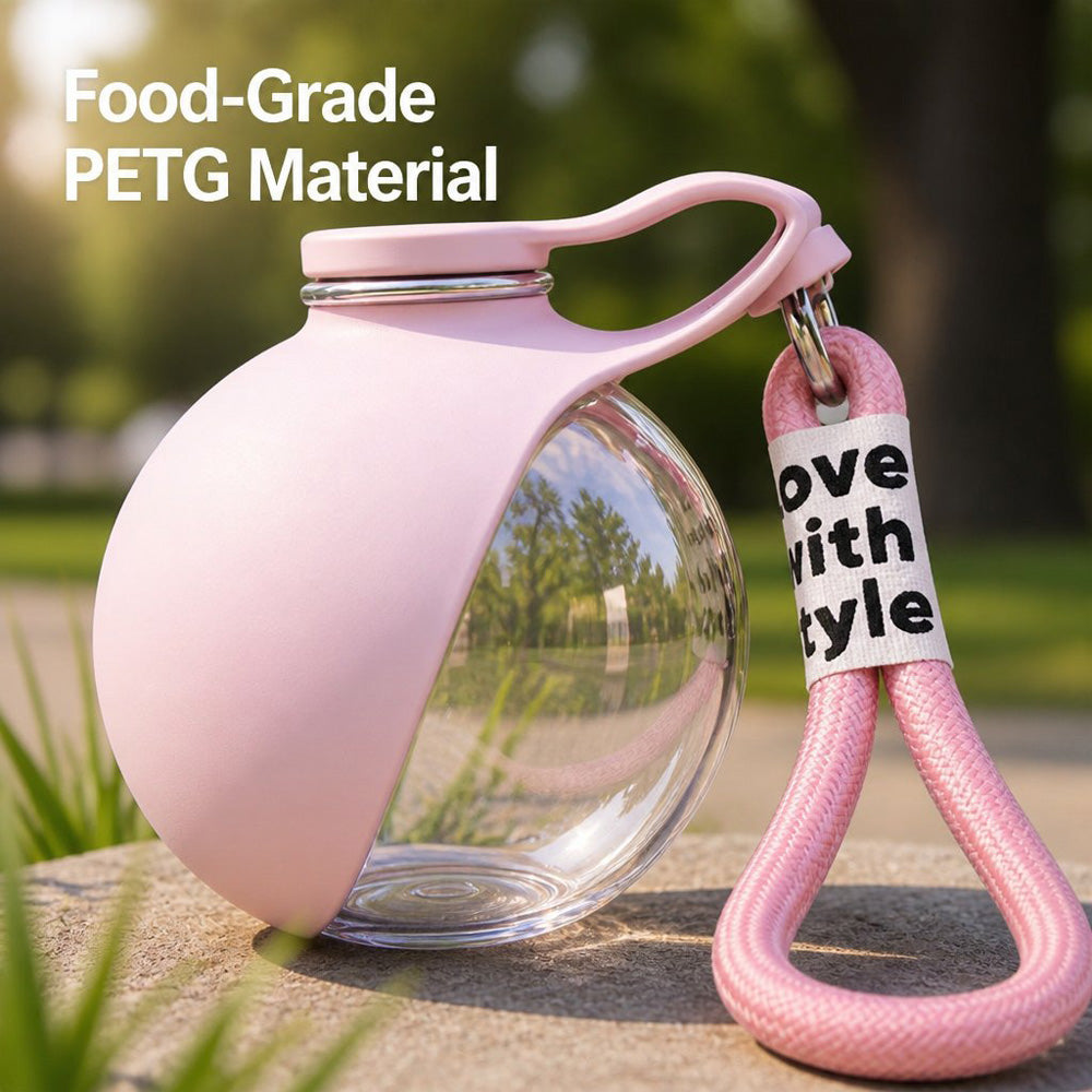 Dog Water Bottle, 285 ml, Pink