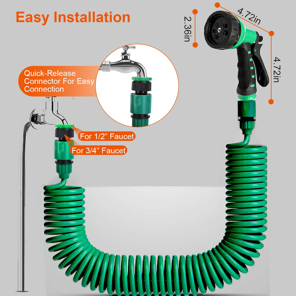 Recoil Garden Hose, 65 ft, with 7-Pattern Nozzle - image 3