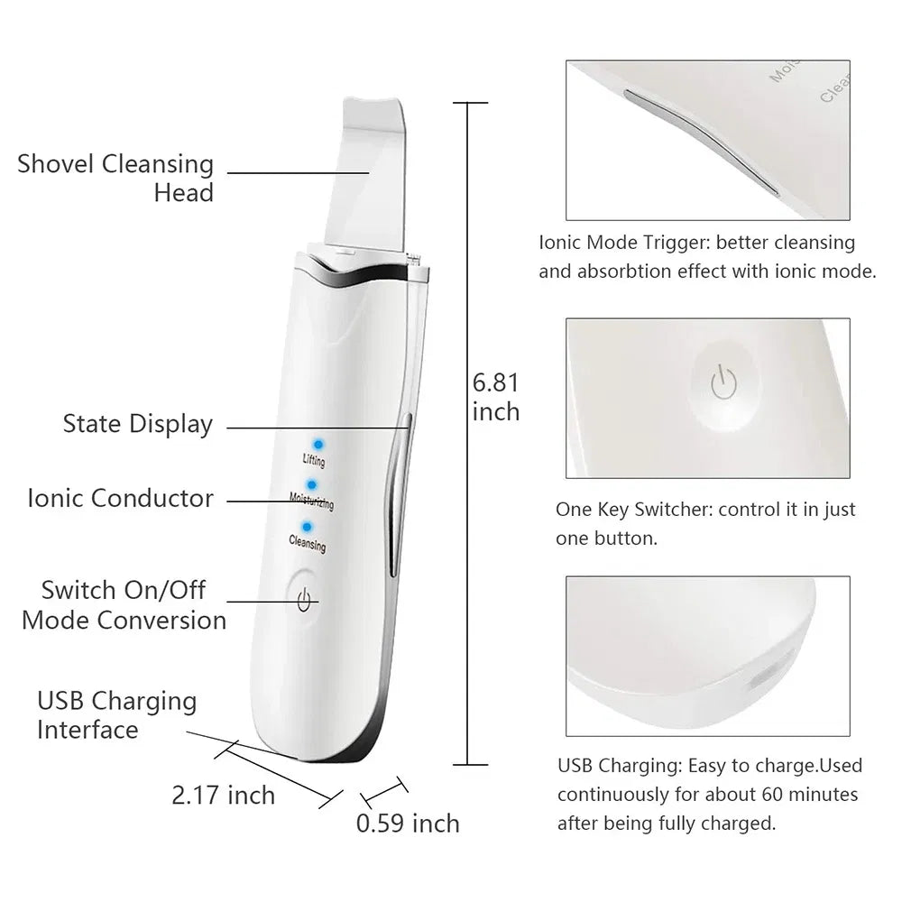 Ultrasonic Skin Scrubber Spatula, White - image 4