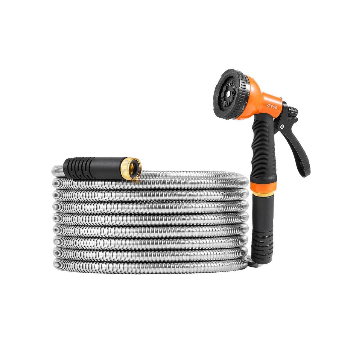 Stainless Steel Garden Hose, 25 ft, with 10-Pattern Nozzle - image 4