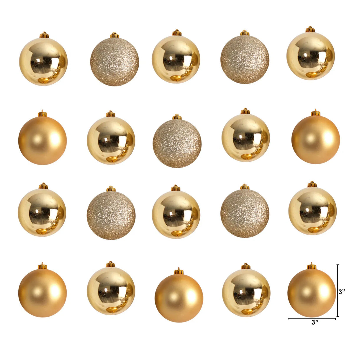 Shatterproof Christmas Ball Ornaments, Gold, 3 in, 20 Pack - image 3