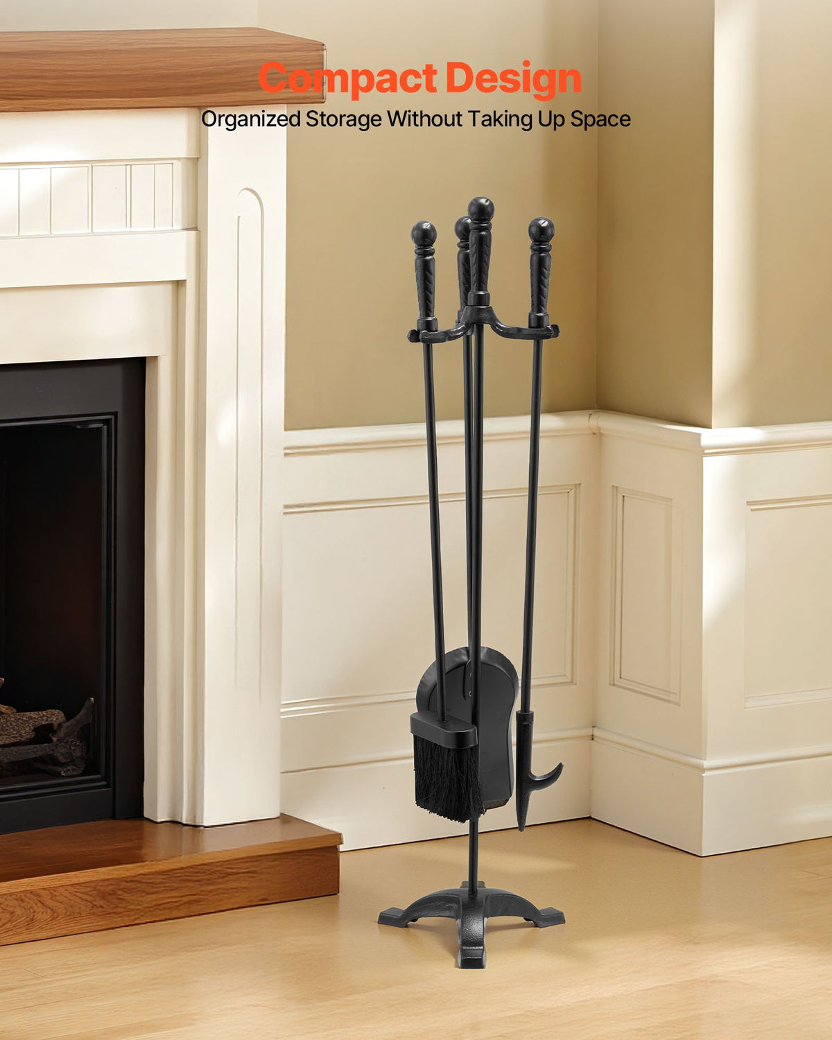 Fireplace Tool Set, 4 Piece with Stand - image 2