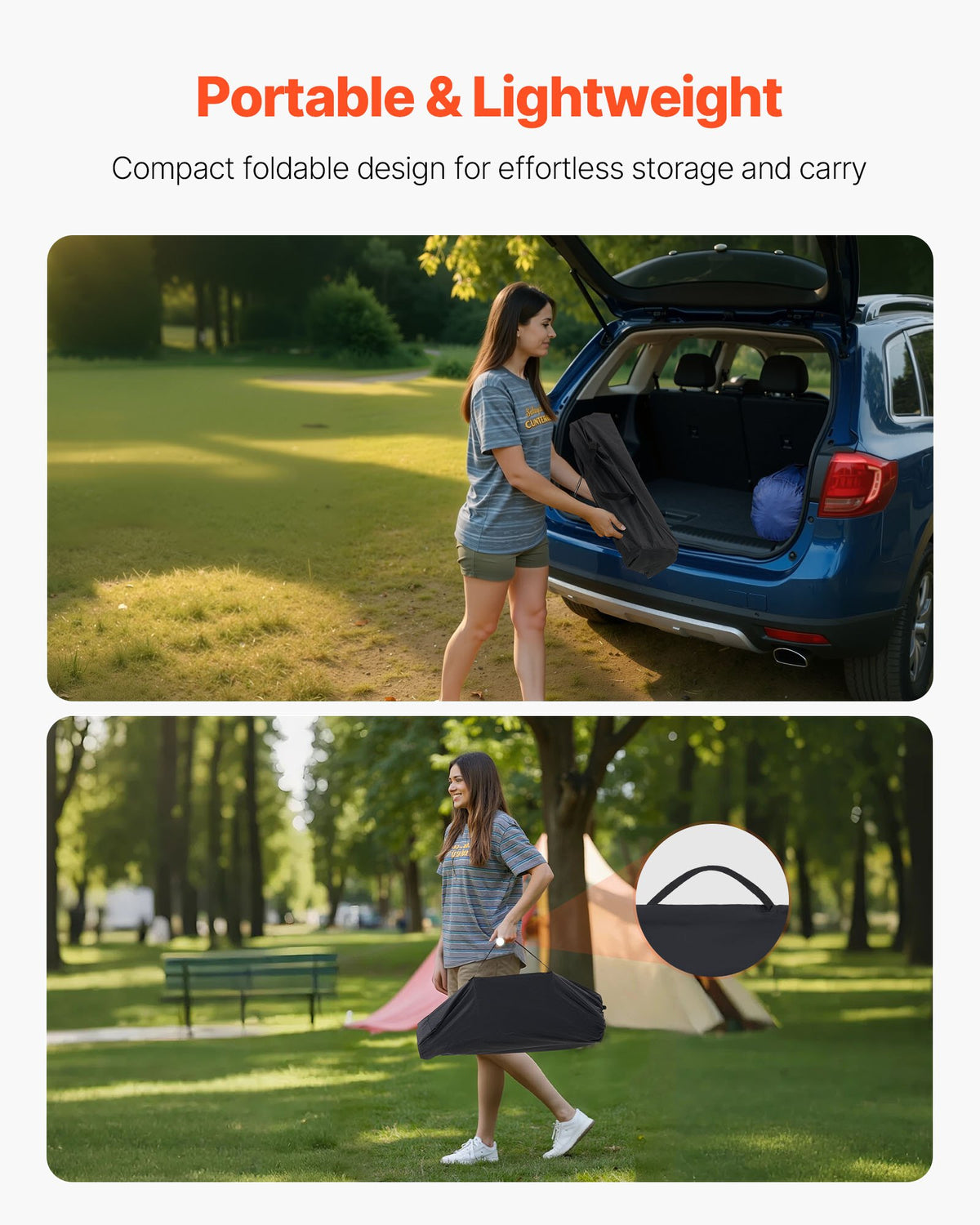 Aluminum Roll-Up Camping Table, Silver