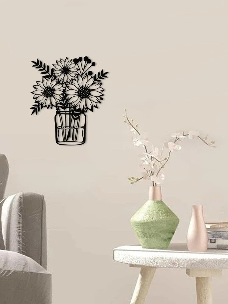Sunflower Metal Wall Art, Black - image 4