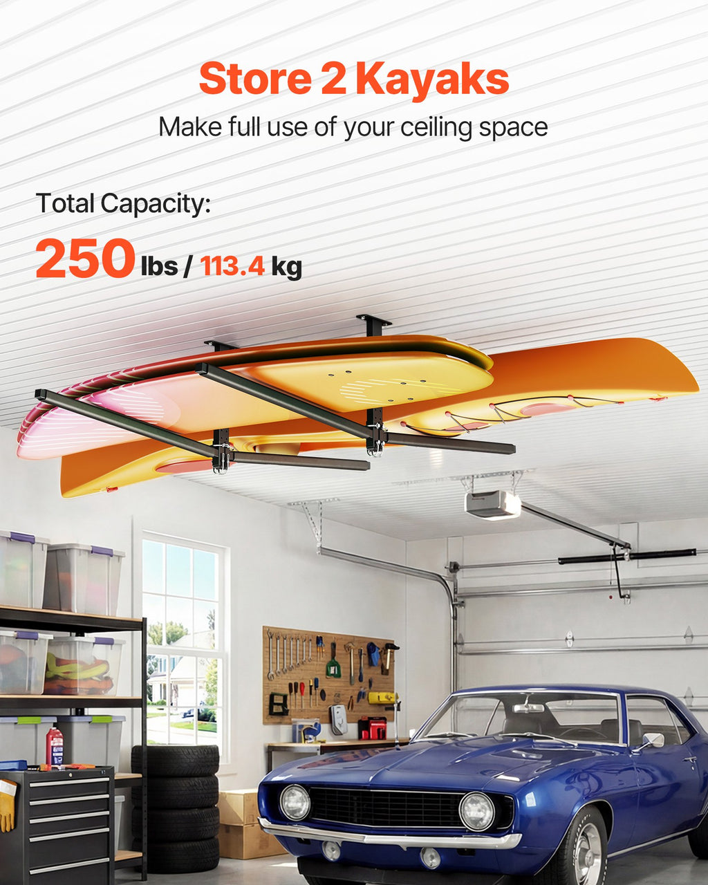 Freestanding 2-Kayak Storage Rack, 250 lb - image 3