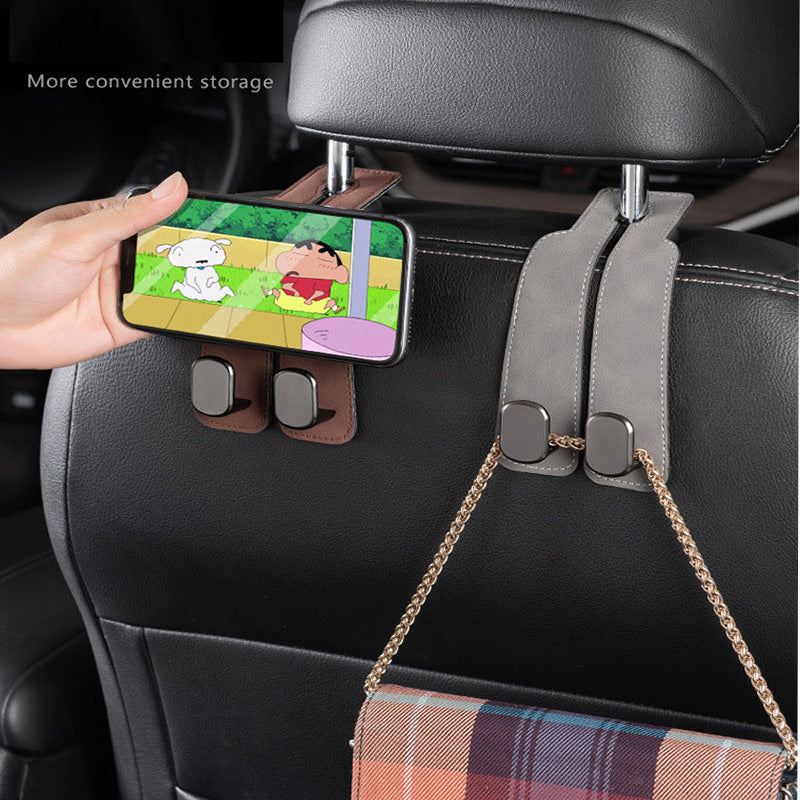 Leather Headrest Hook with Phone Holder - image 3