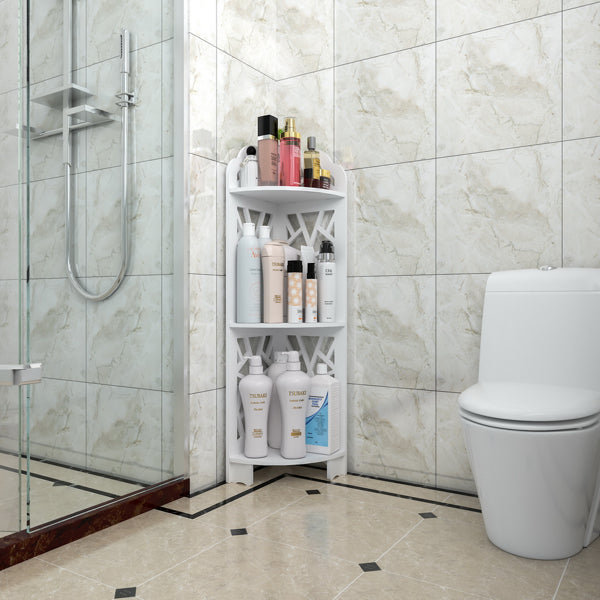3-Tier Corner Bathroom Shelf, White - image 4