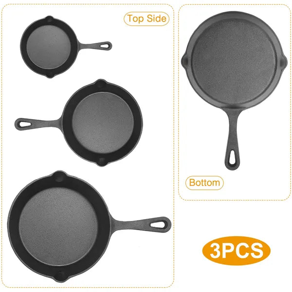 Pre-Seasoned Cast Iron Skillet Set, 6, 8 and 10 in - image 6