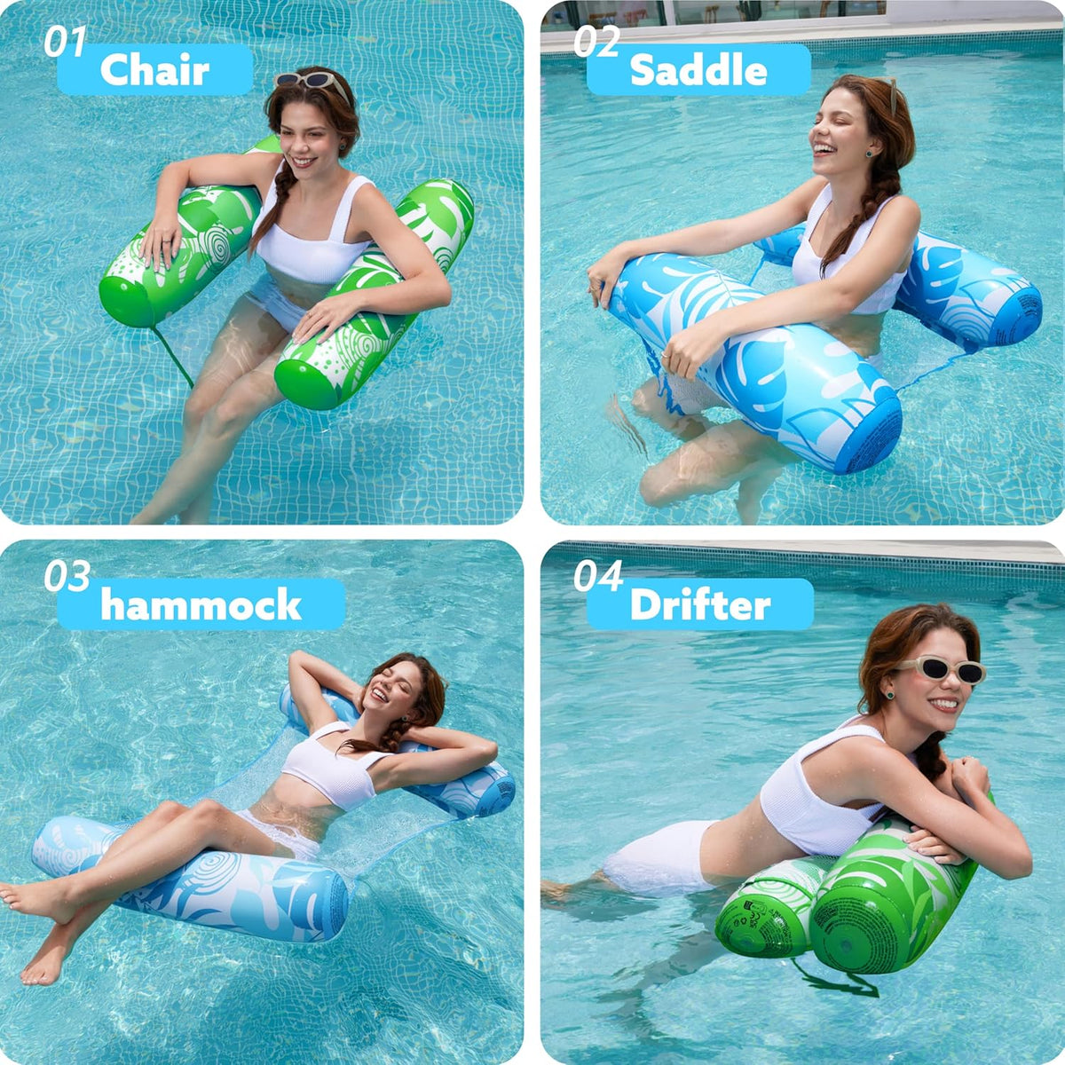 Inflatable Water Hammock Pool Float, 4-in-1, 2 Pack - image 3
