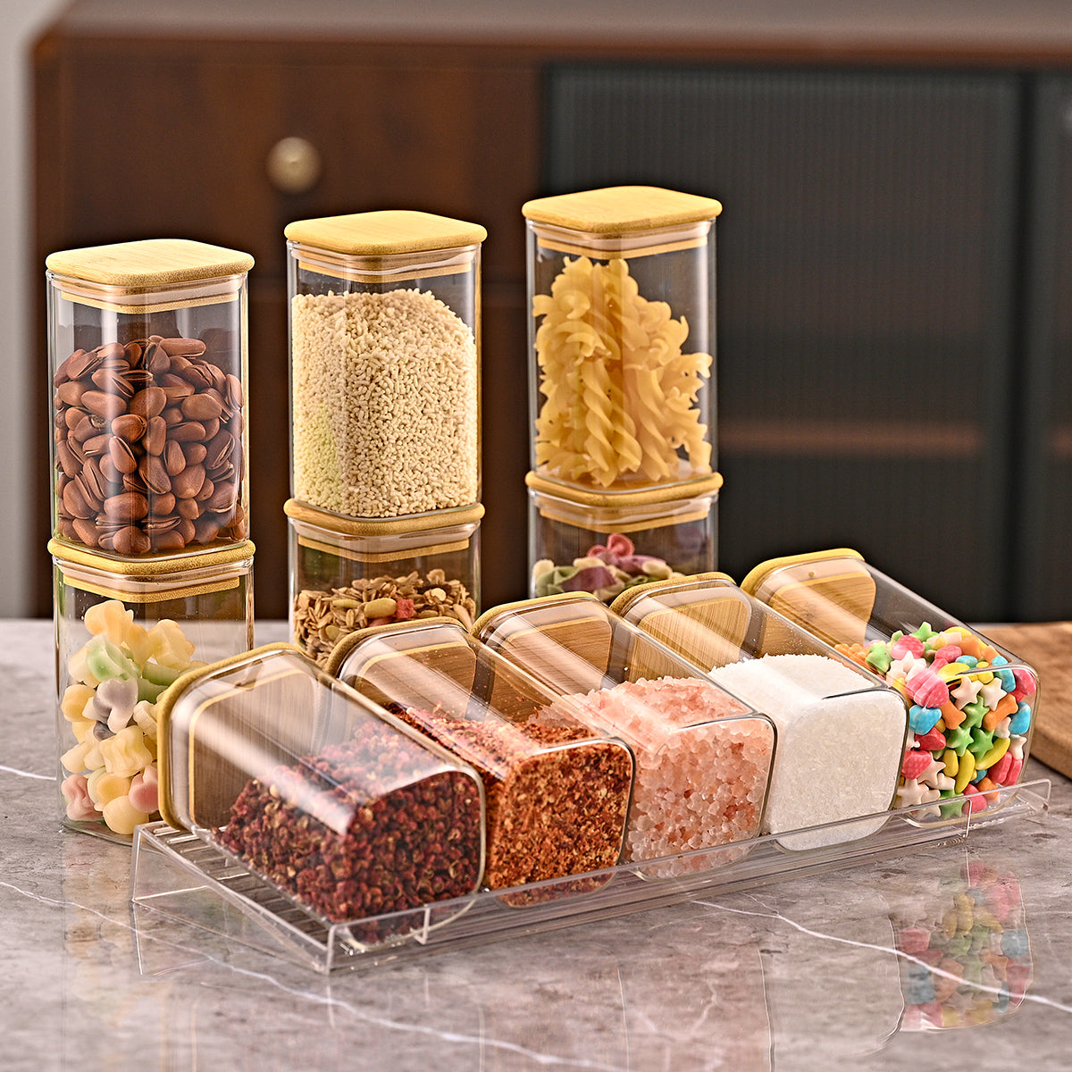 Stepped Spice Rack Organizer, 4 Pack, Clear - image 9
