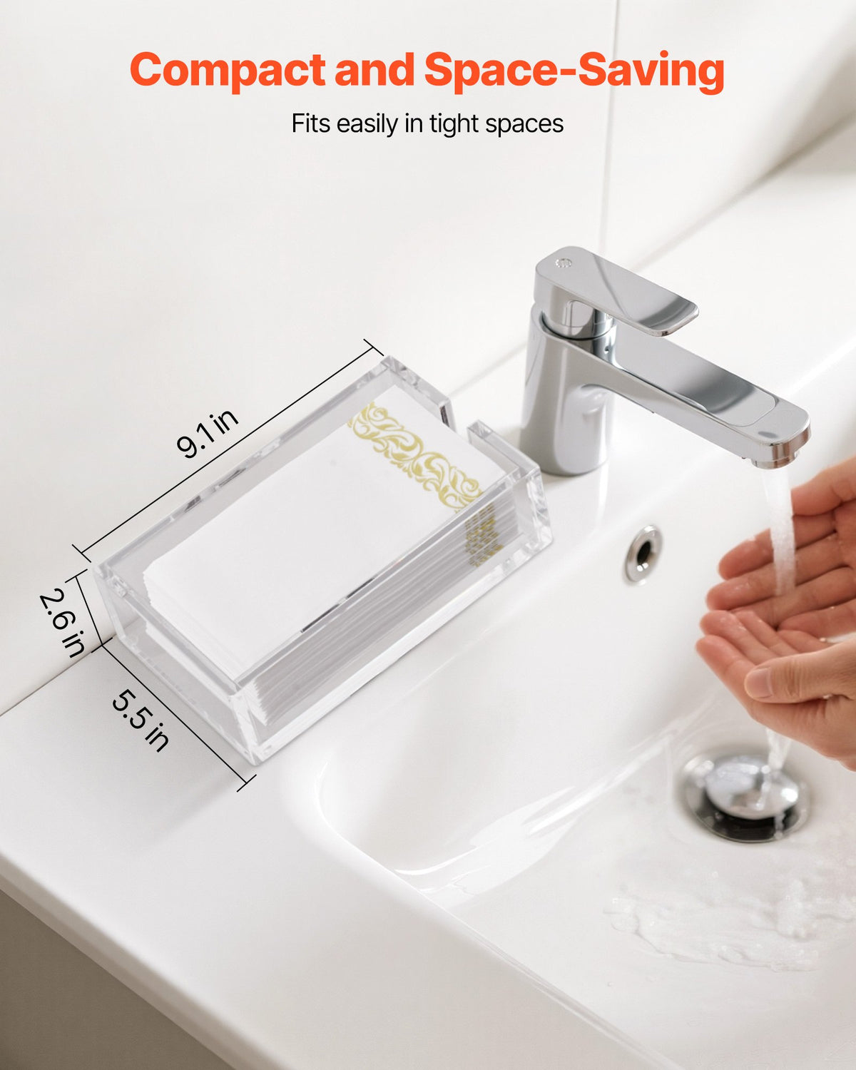 Clear Acrylic Napkin and Guest Towel Holder, 9.1 x 5.5 in - image 3