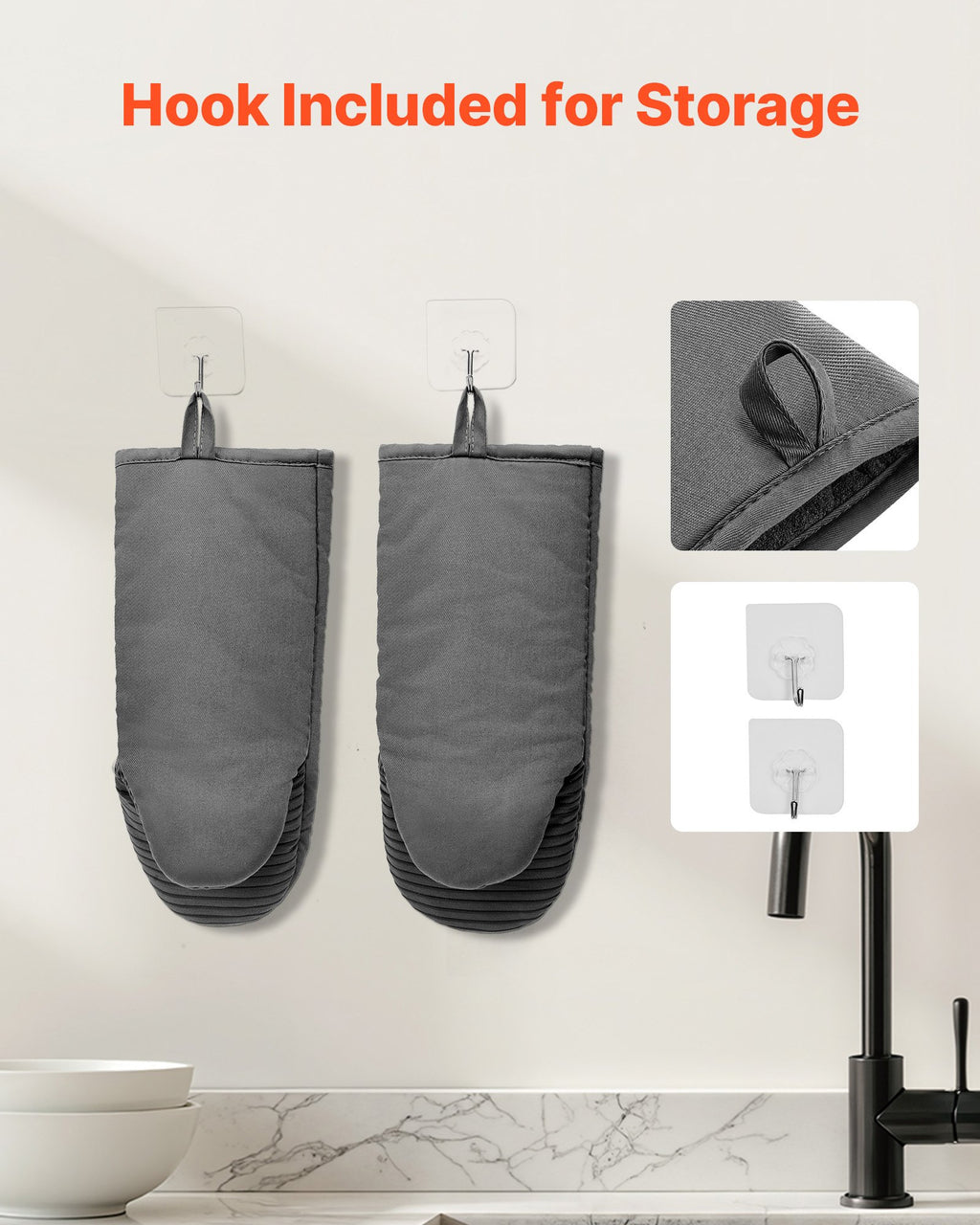 Mini Silicone Oven Mitts, Gray, Pair - image 3