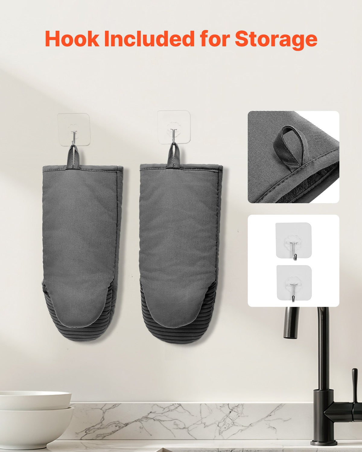 Mini Silicone Oven Mitts, Gray, Pair - image 3