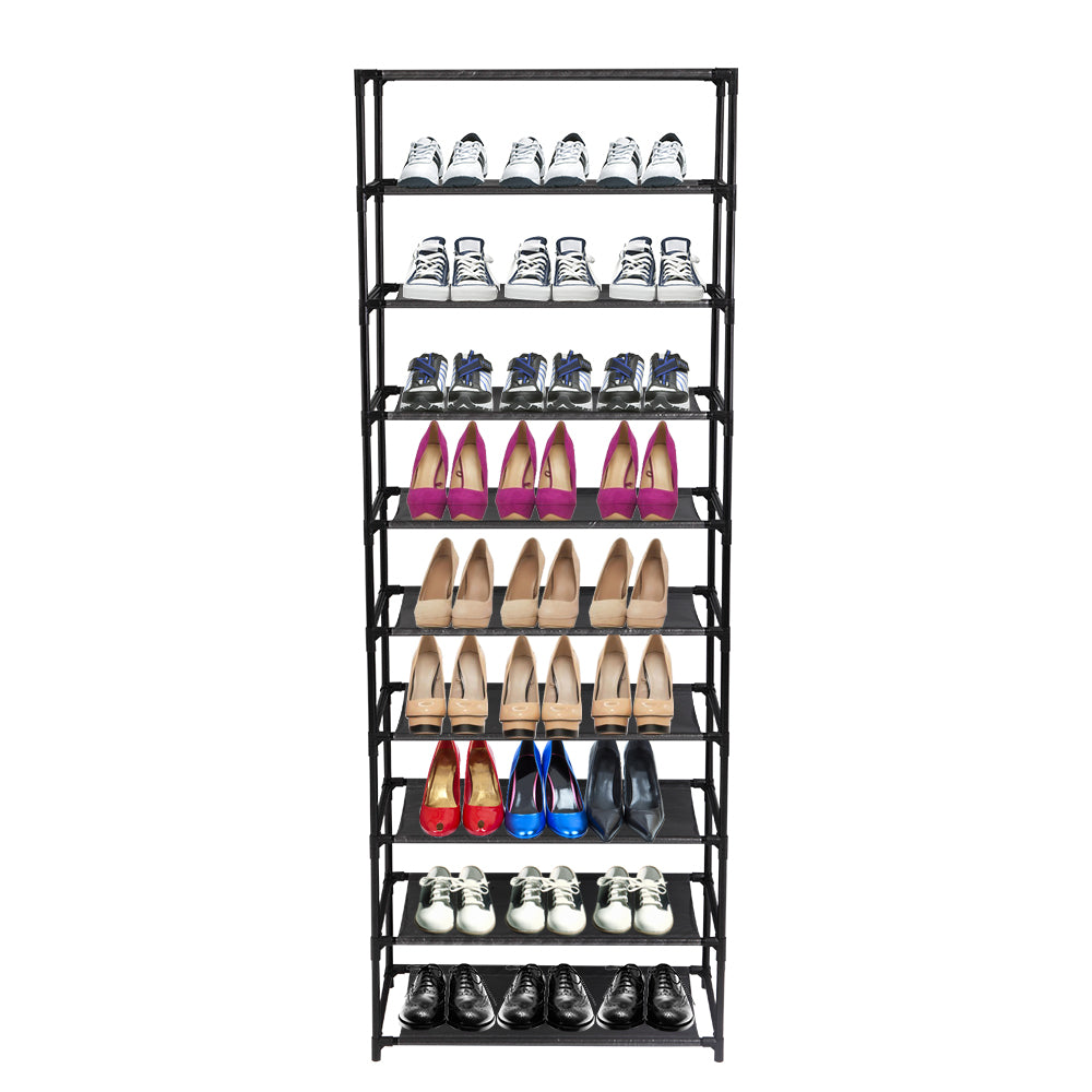 10-Tier Stackable Shoe Rack, Black - image 5