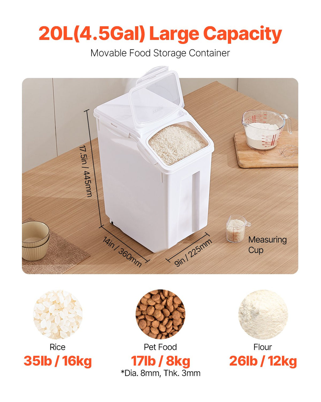 Airtight Rolling Food Storage Bin, 20 L - image 3
