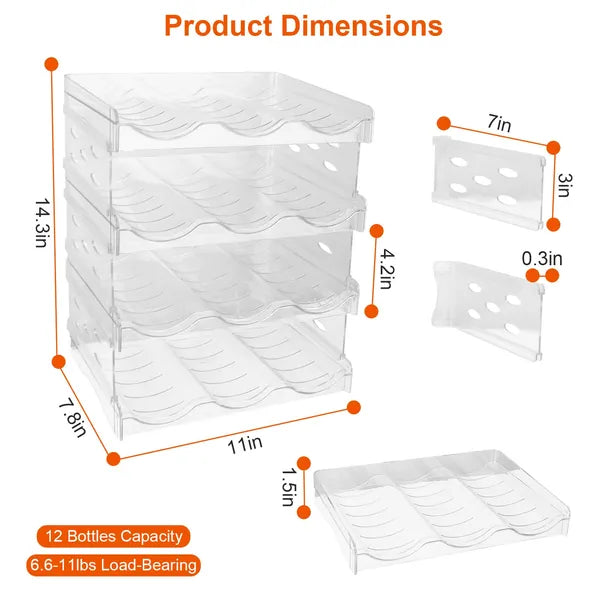 Stackable Water Bottle Organizer, 4 Racks, Holds 12 Bottles - image 3