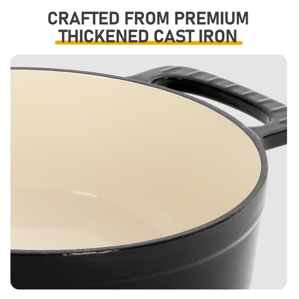 Enameled Cast Iron Dutch Oven with Lid, 6 Qt, Black - image 4