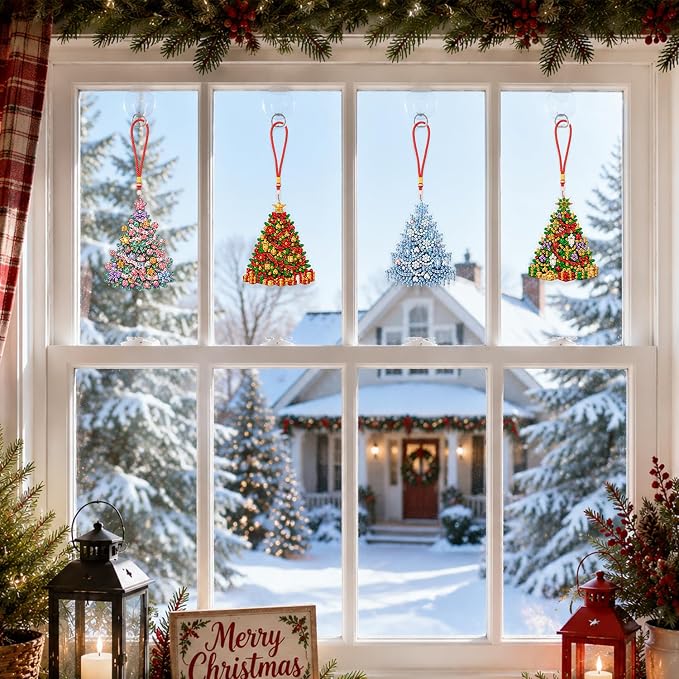 Christmas Tree Diamond Art Ornaments Kit, 4 Pack