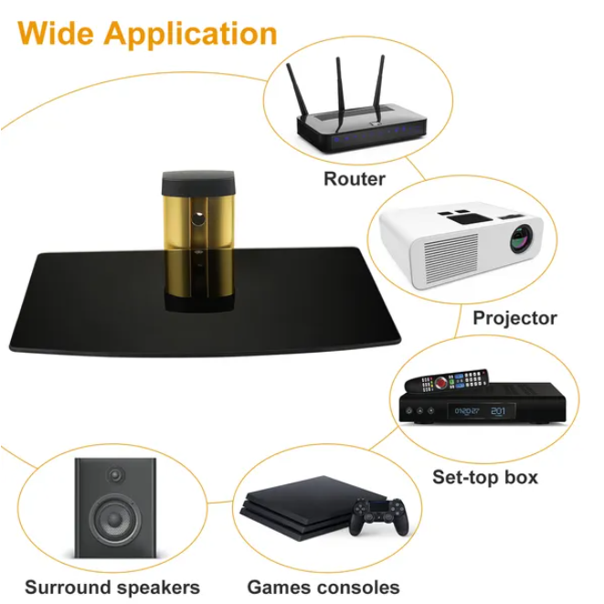 Tempered Glass Wall Shelf for Media Devices - image 4