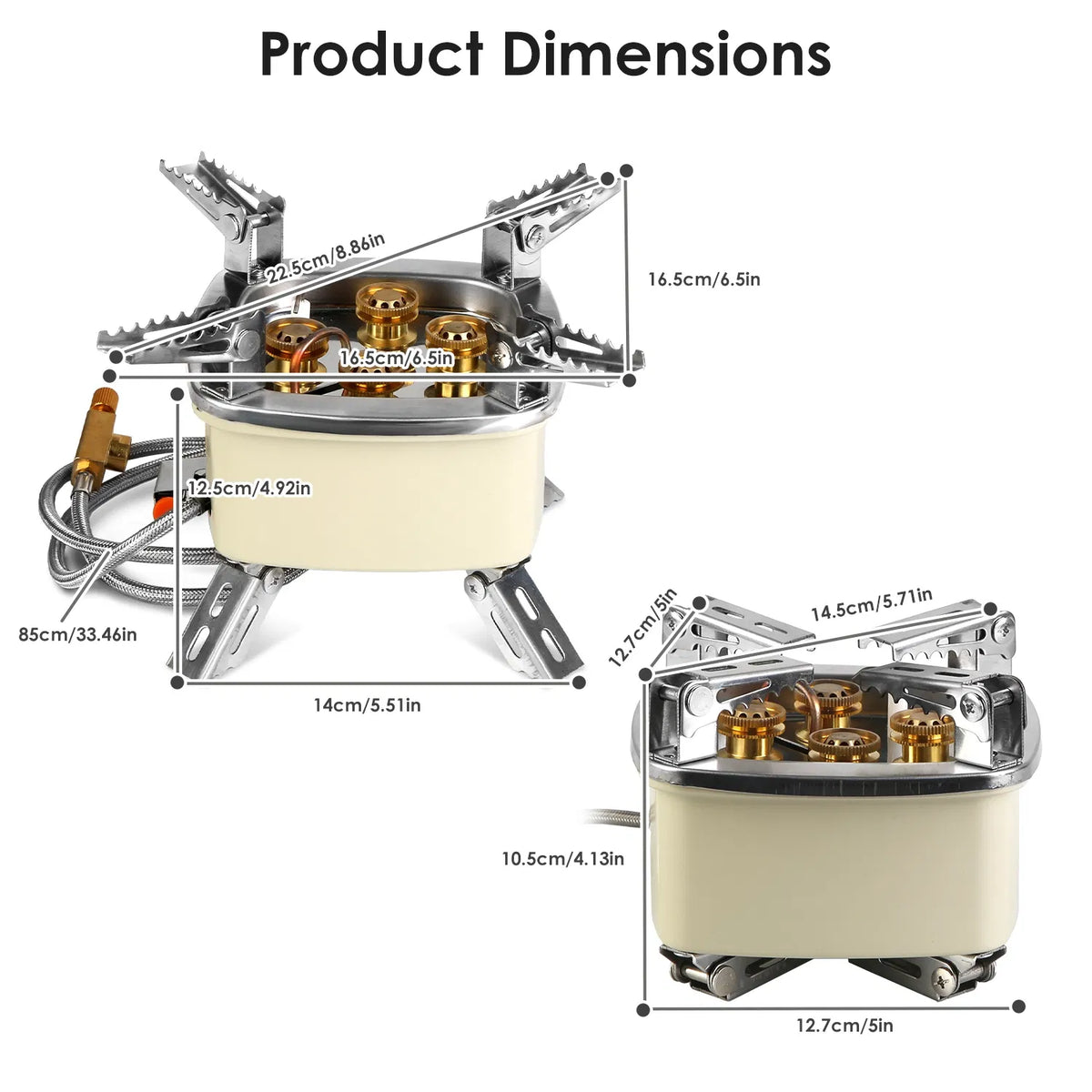 Foldable Camping Gas Stove, Beige - image 2