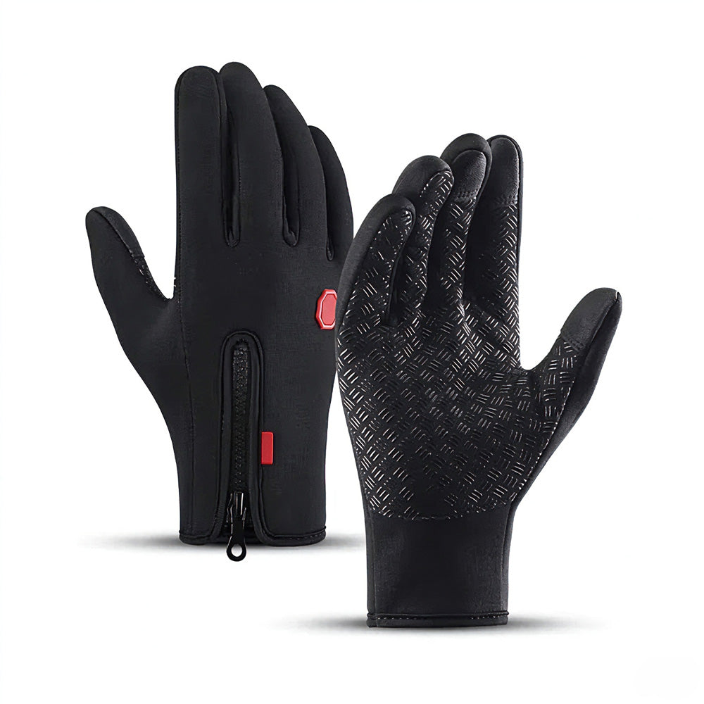 Windproof Touchscreen Fleece-Lined Gloves, Black, Size M