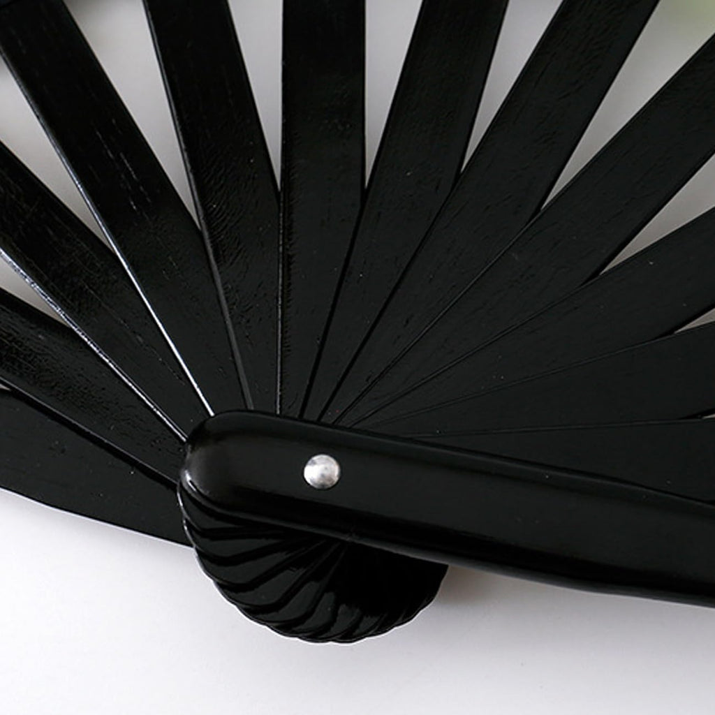 Large Folding Bamboo Hand Fan, Polka Dots