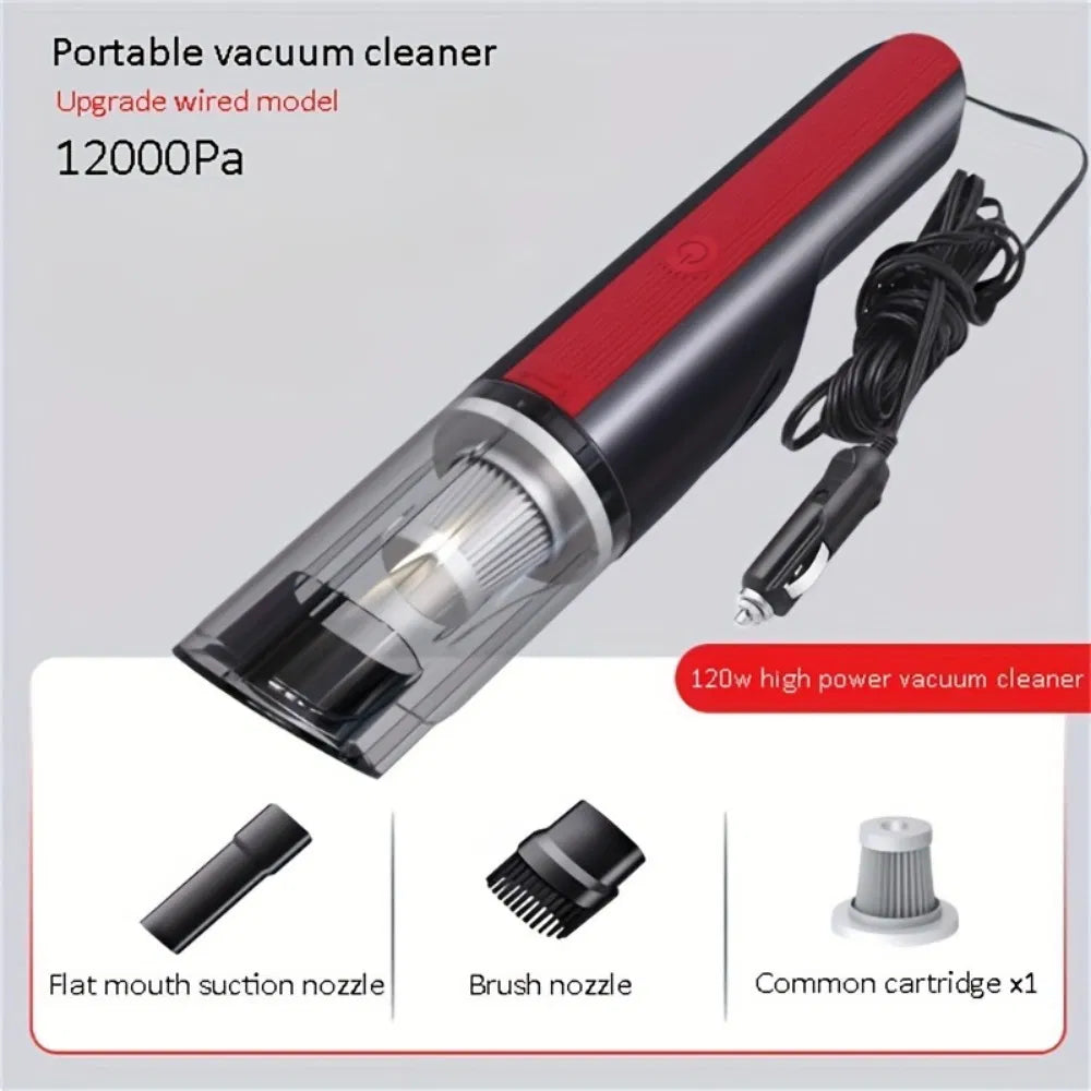 Corded 12V Car Vacuum with LED Light, Red