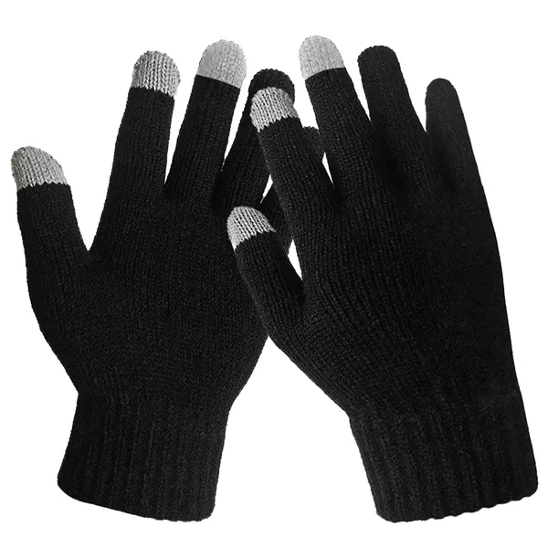 Touchscreen Knit Winter Gloves, Black - image 5