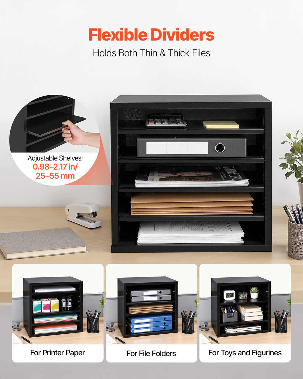 Literature Organizer, 5 Compartments, Black - image 5