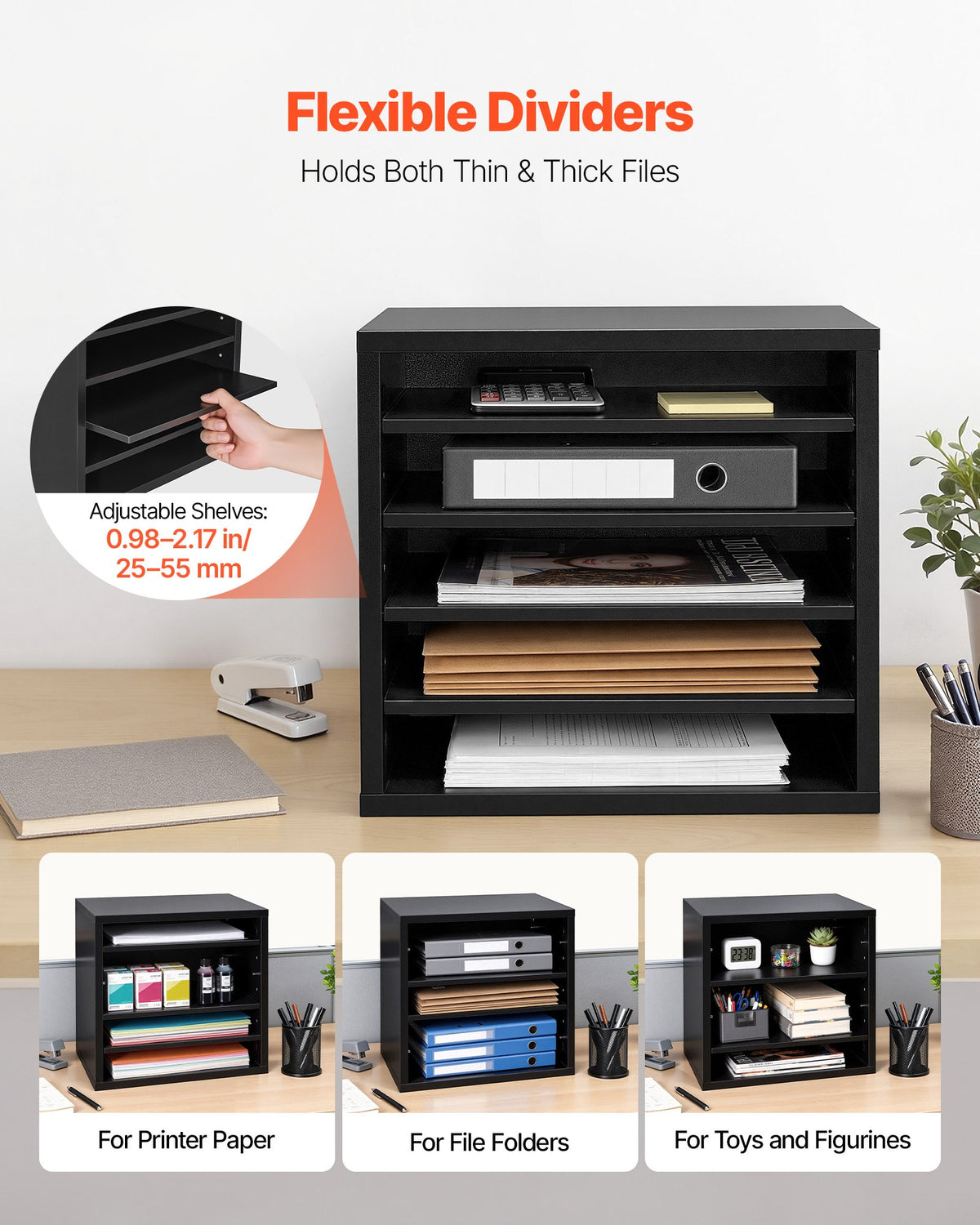 Literature Organizer, 5 Compartments, Black - image 5