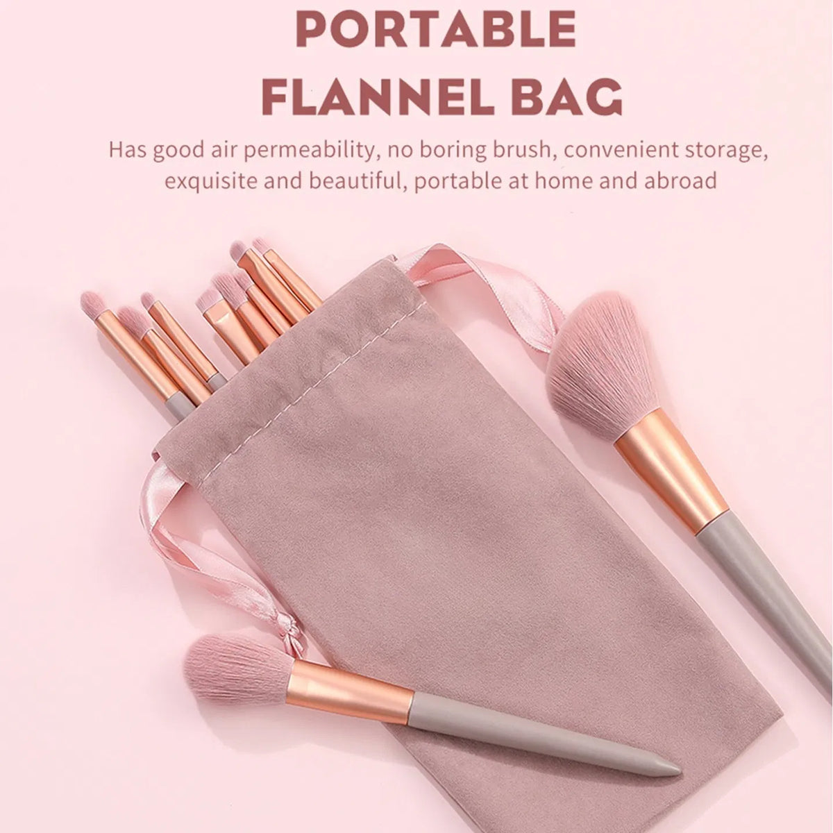 Pink Makeup Brush Set with Pouch, 13 Piece - image 4