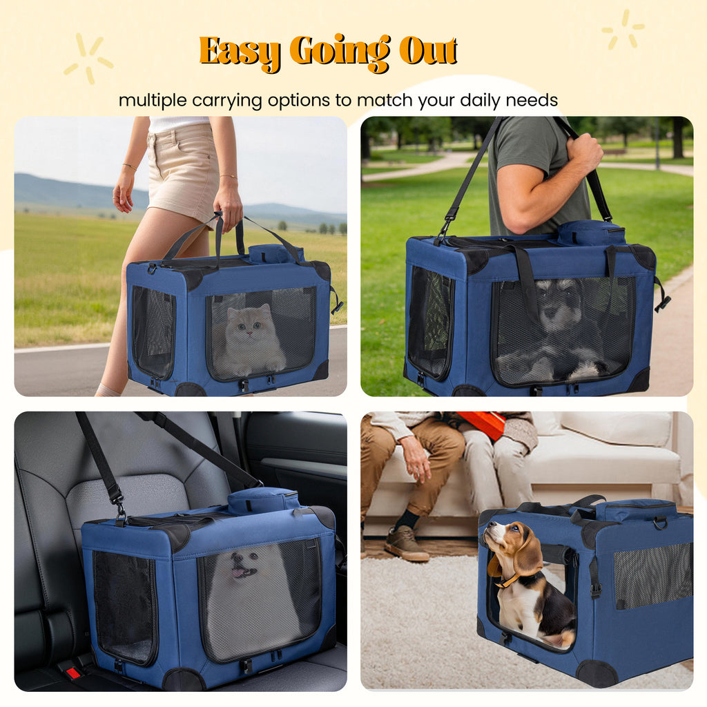 Soft Dog Crate, 32 Inch, 3-Door, Dark Blue - image 5