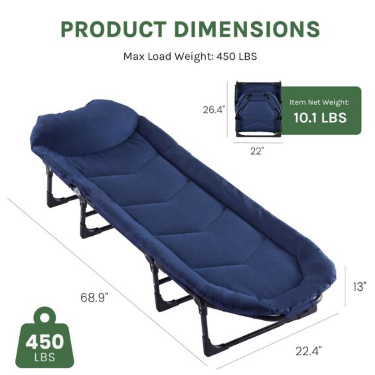 Folding Padded Camping Cot with Pillow - image 5