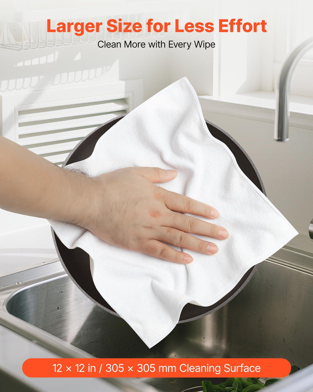 Microfiber Cleaning Cloths, 50 Pack, 12 x 12 in, White - image 3