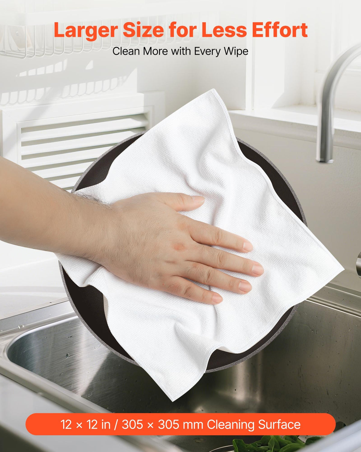Microfiber Cleaning Cloths, 50 Pack, 12 x 12 in, White - image 3
