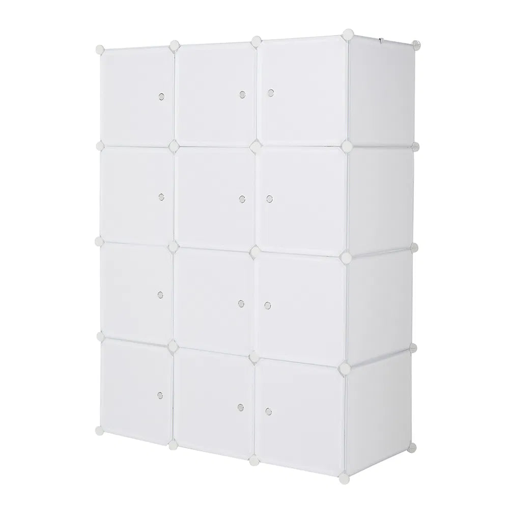 12 Cube Storage Organizer with Hanging Rod, White - image 4