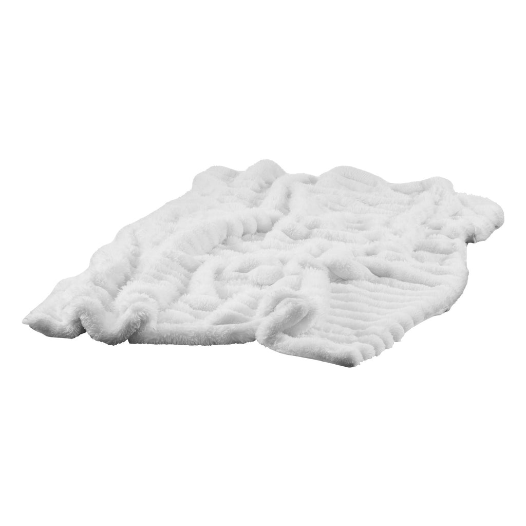 Faux Fur Throw Blanket, 50 x 60 in, White - image 3