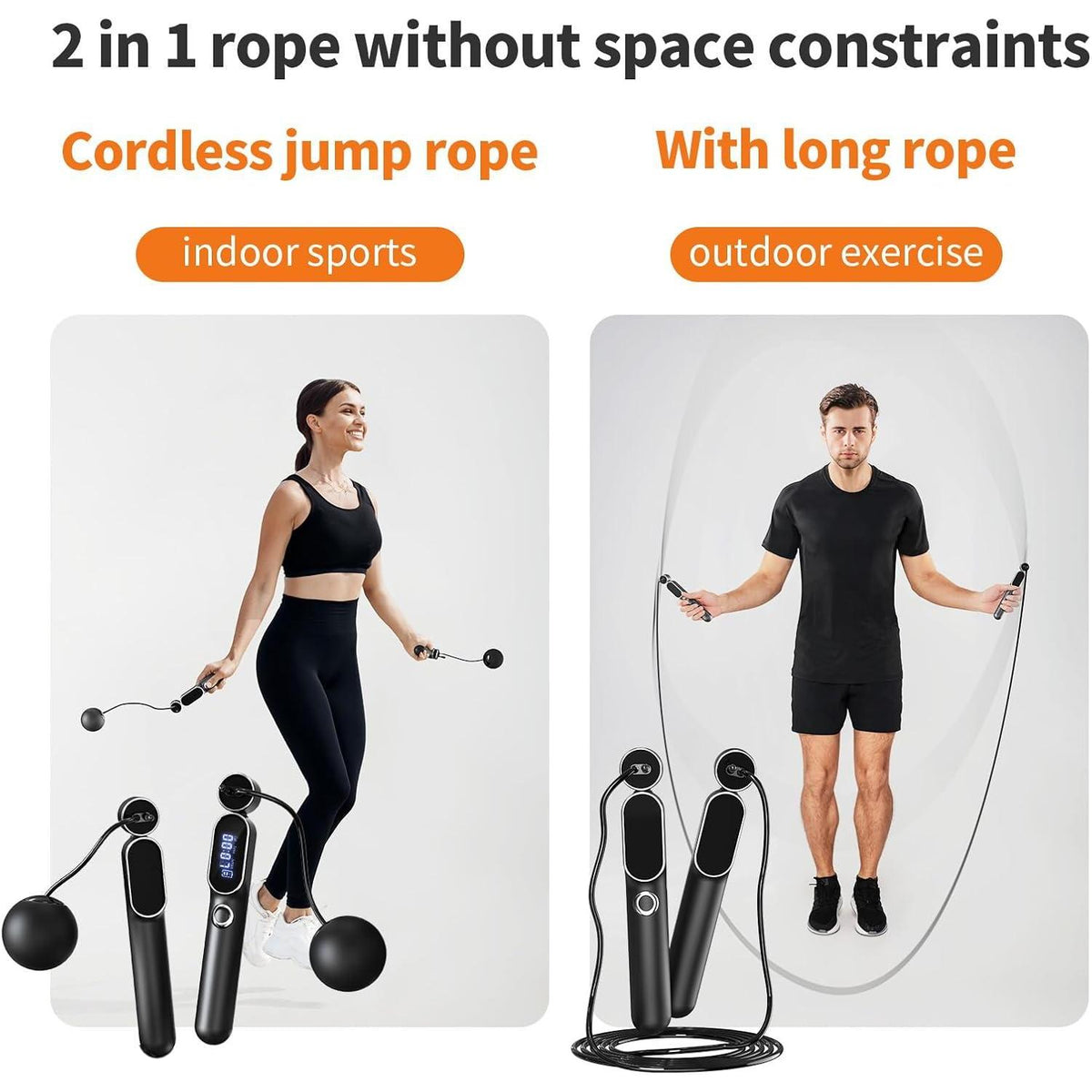 Digital Counter Jump Rope, 2-in-1 Cordless - image 8