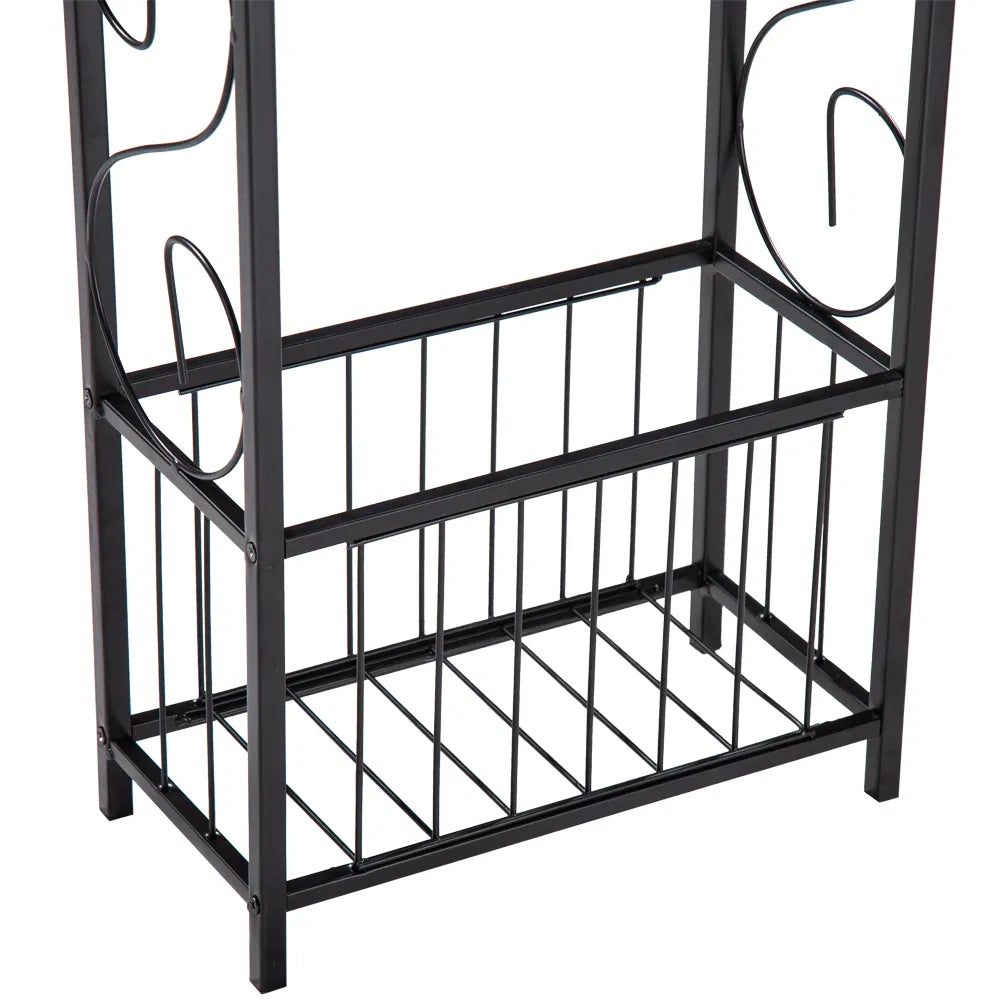 Narrow Side Table with Magazine Rack, Dark Brown - image 5