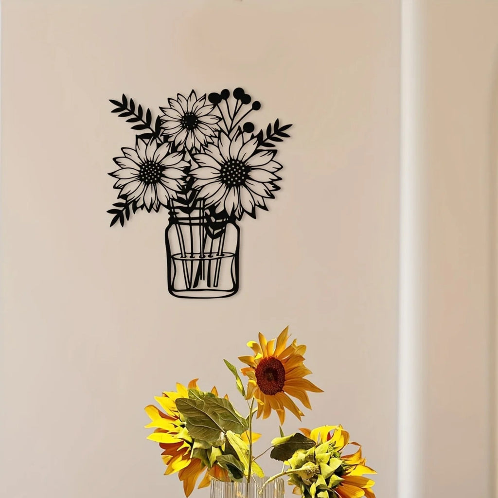 Sunflower Metal Wall Art, Black - image 6