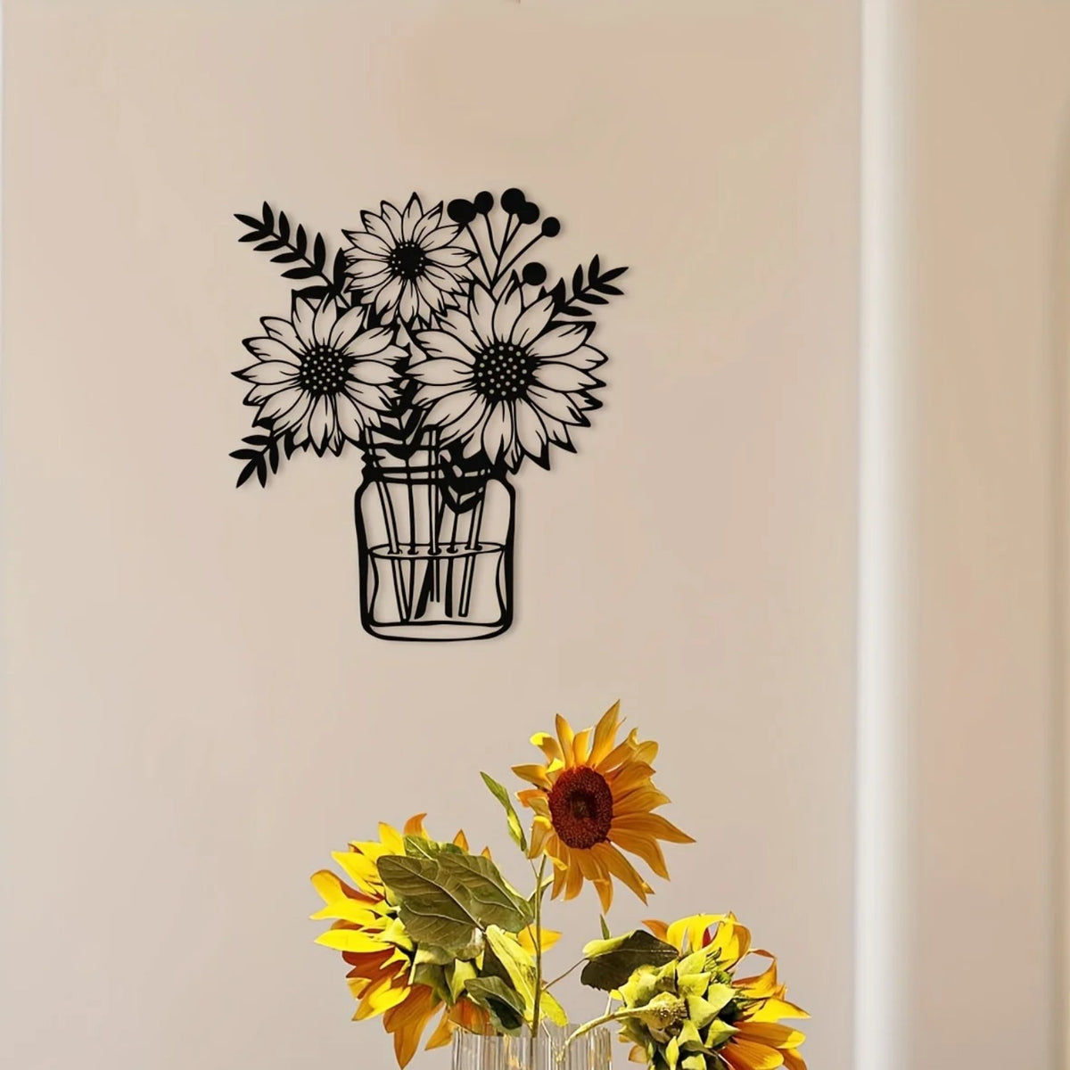 Sunflower Metal Wall Art, Black - image 6