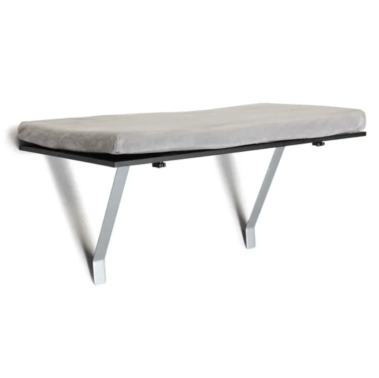 Cat Window Perch Shelf with Cushion, Black and Grey - image 4