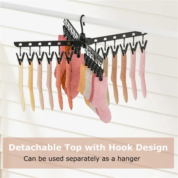3-Tier Foldable Clothes Drying Rack, 70 in, 24 Clips - image 5