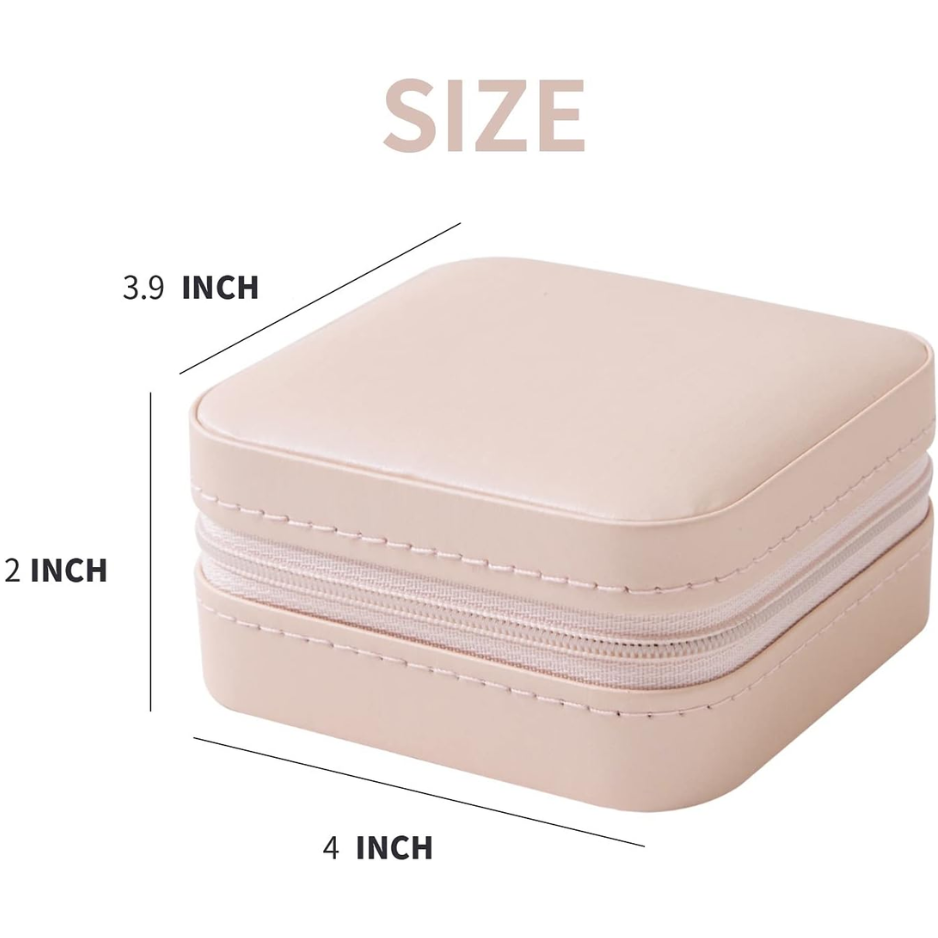 Travel Jewelry Case with Mirror, Pink