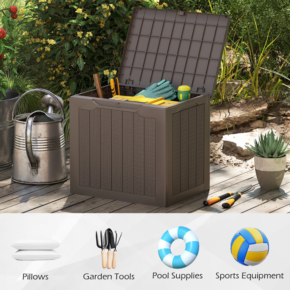 Small Deck Box, 25 Gallon, Wicker-Look, Brown - image 7