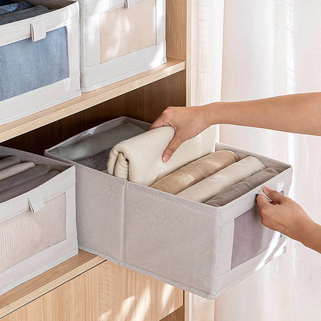 Foldable Closet Storage Bins with Window, 4 Pack, Beige - image 8
