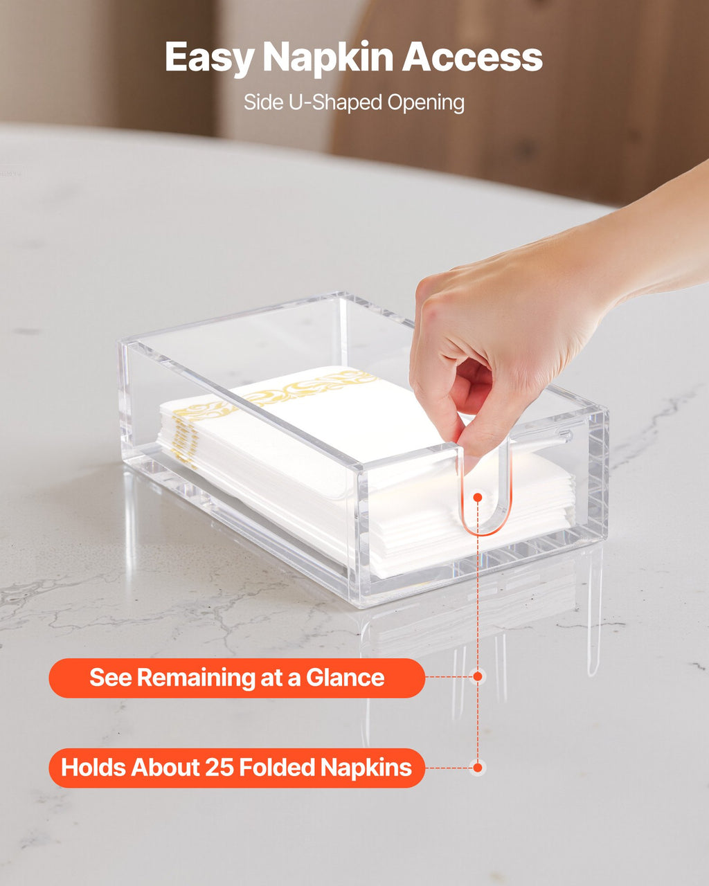 Clear Acrylic Napkin and Guest Towel Holder, 9.1 x 5.5 in - image 4