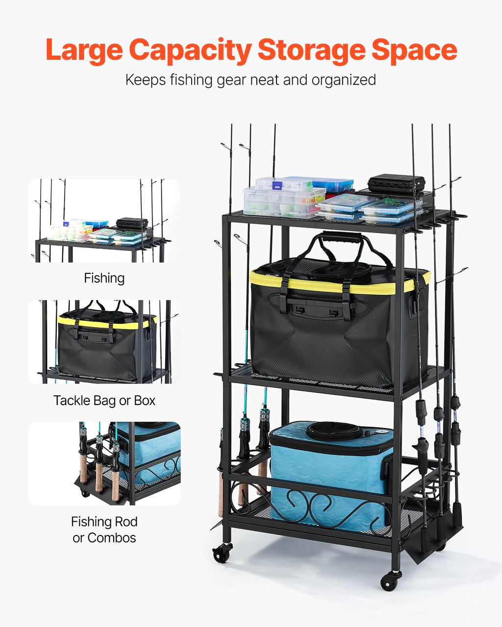 Rolling Fishing Rod Holder Cart, Holds 10 Rods - image 3